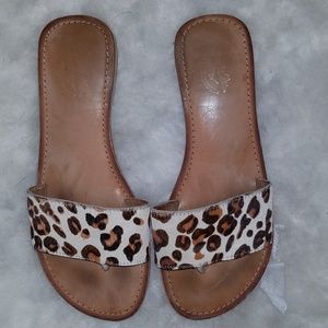 Weekends cheetah print faux fur sandals